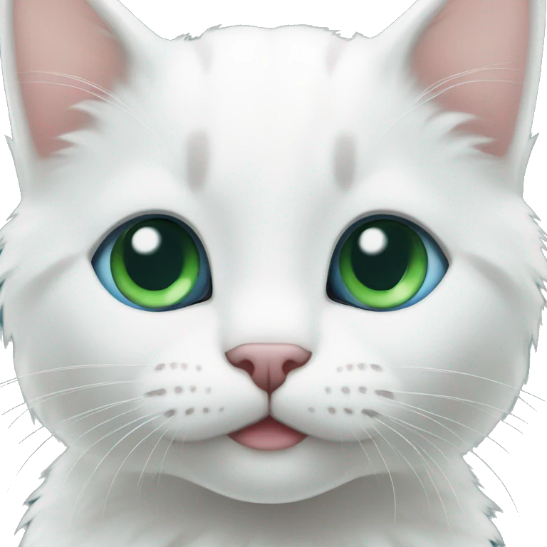white kitten different eyes blue and dark green emoji