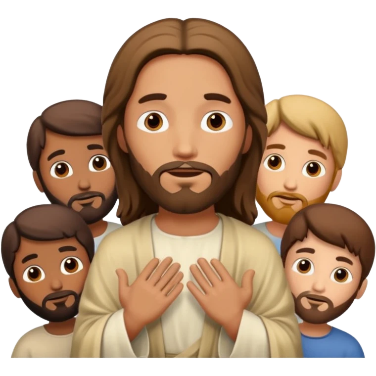 Jesus and his twelve disciples gathered around him emoji