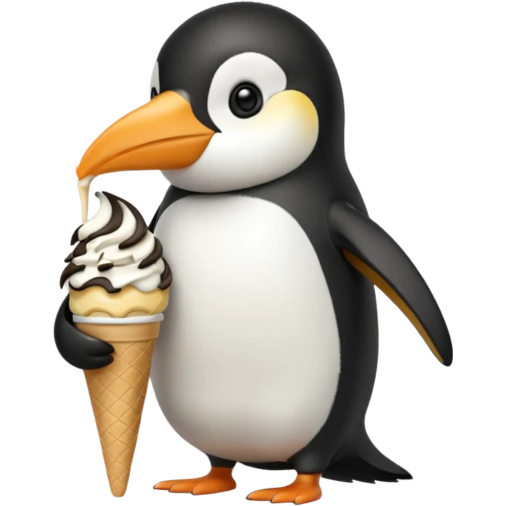 Penguin eating ice cream emoji