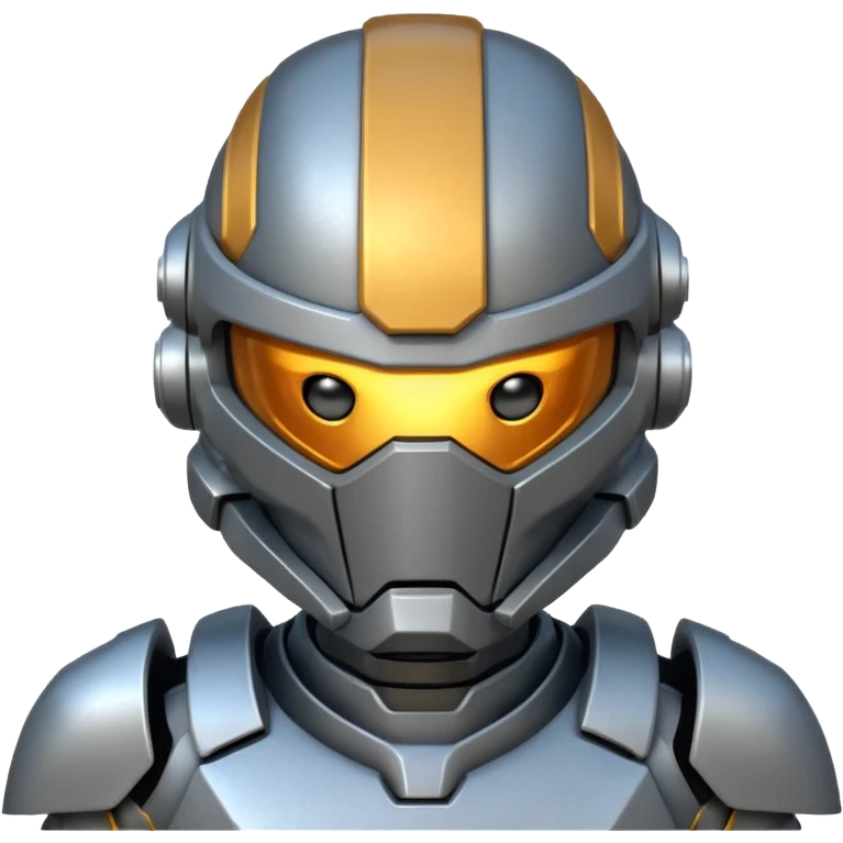 futuristic war robot portrait, head and shoulders only, glowing eyes, detailed helmet faceplate, armor collar, sci-fi metal textures, 3D cartoon, mobile game icon style, clean background, no text, no watermark
 emoji