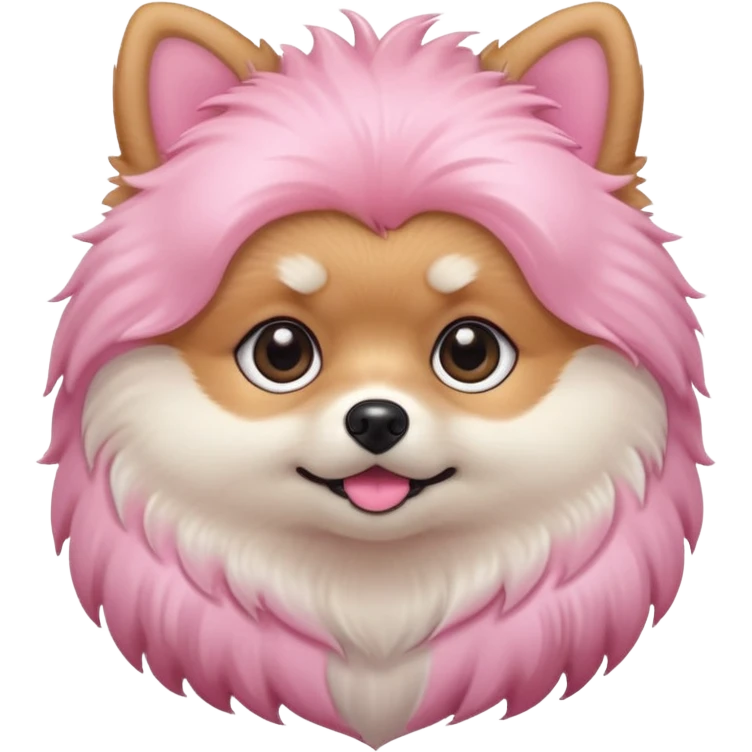 cute fluffy pomeranian dog emoji, pastel pink style, big shiny eyes, kawaii, soft lighting, simple clean icon, transparent background, twitch emote emoji