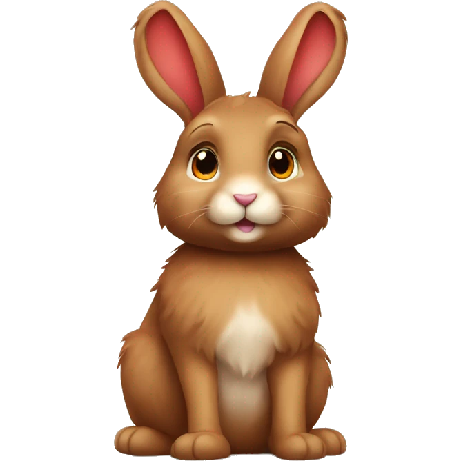 Cute feminine Fluffy brown rabbit teddy wearing red tshirt sitting long floppy ears emoji