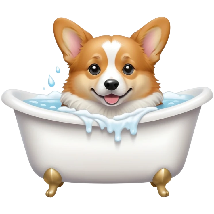 Corgi in a white bath emoji