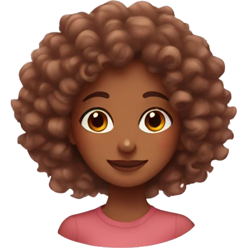 brown skin girl with curly hair surrounded by hearts emoji