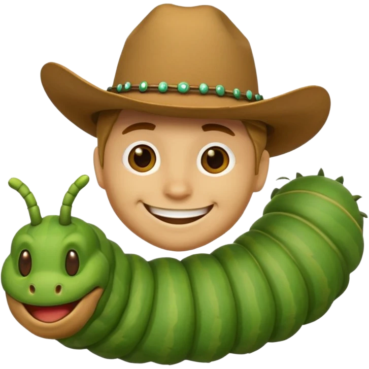 Cowboy emoji mixed with caterpillar emoji emoji