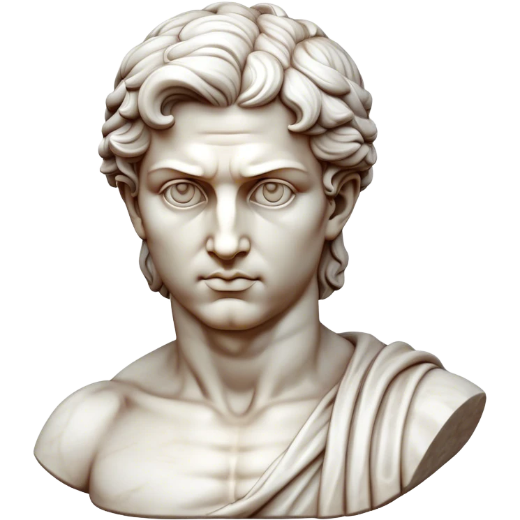 Cinematic Realistic Michelangelo's David Sculpture Emoji, depicted as a masterful Renaissance statue with idealized proportions and a serene noble expression, rendered with lifelike marble textures and soft classical lighting that captures its timeless beauty. emoji