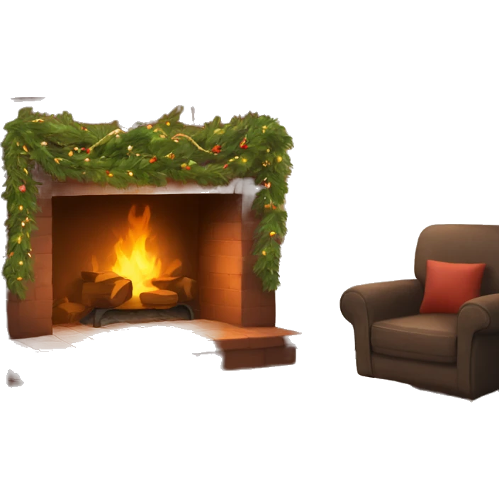 Brown fireplace with pine garland emoji