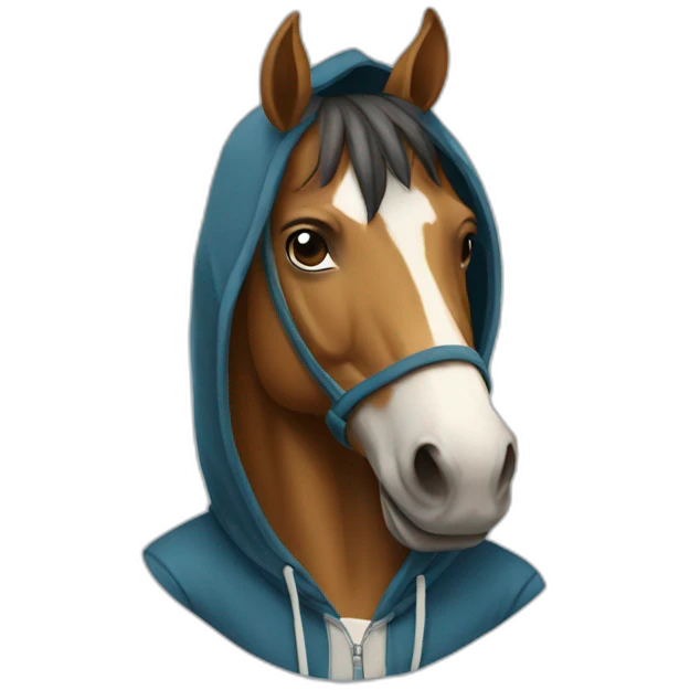 A horse wearing a hoodie emoji