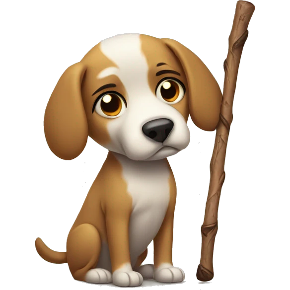 Sad dog with stick emoji