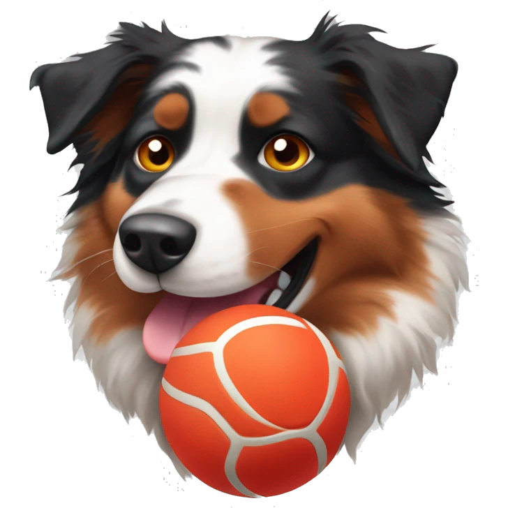 Australian shepherd red tri chasing a ball emoji