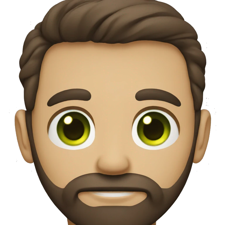 tan guy with green eyes and short, dark brown hair and very long beard emoji