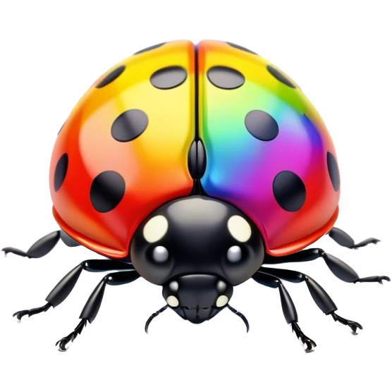 3d, psychedelic rainbow colored ladybug emoji
