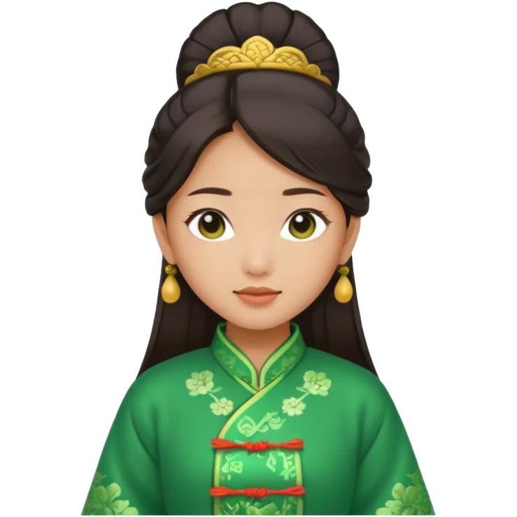 Asian girl wearing green traditional Chinese clothes emoji