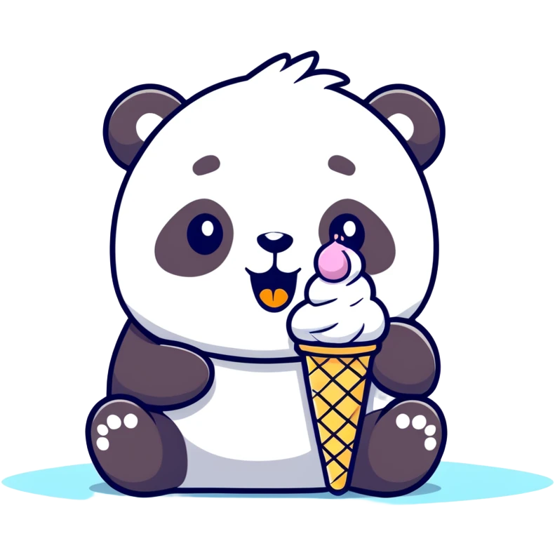 Panda eating ice cream emoji