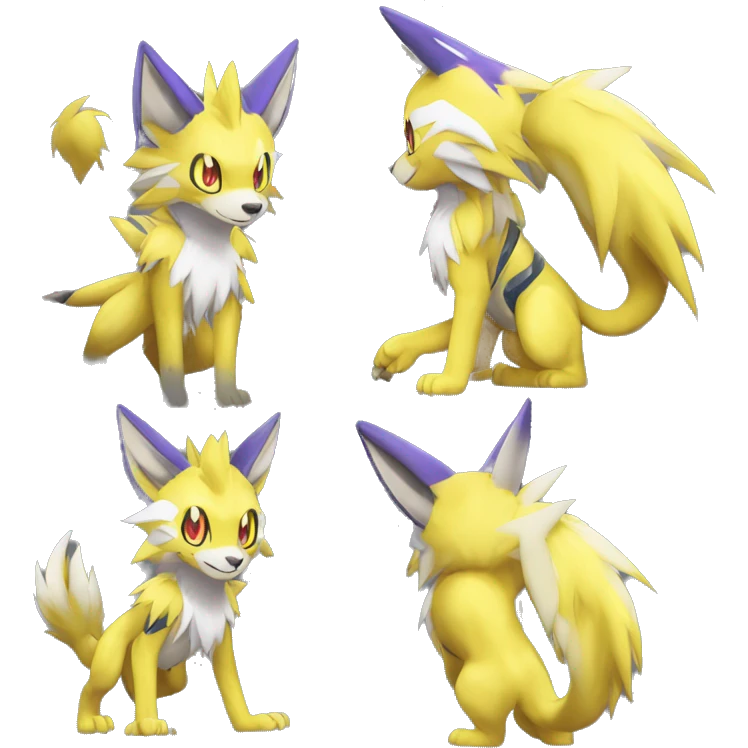 Shiny Colorful Anthro Edgy Cool Sonic-Zeraora-Renamon-Pokémon-Fakémon with shiny markings Full Body Detailed High Quality  emoji