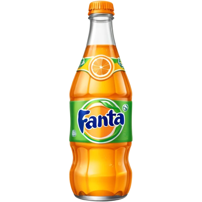 Una botella de cristal con el logo de Fanta con Fanta de limón dentro de color amarillo AMARILLA eres tonto emoji