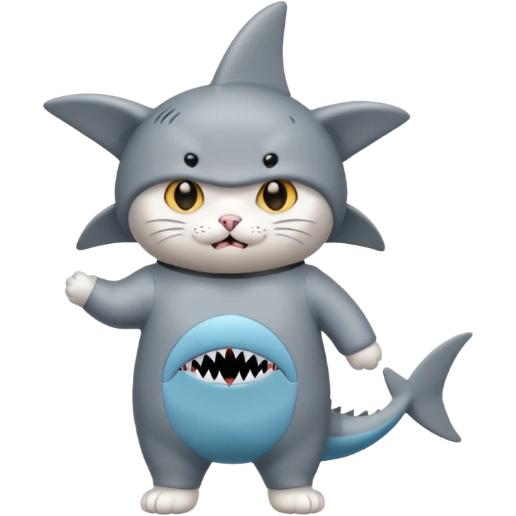 cat wearing a shark costume emoji