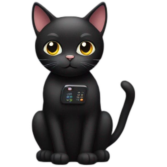 black cat with phone emoji