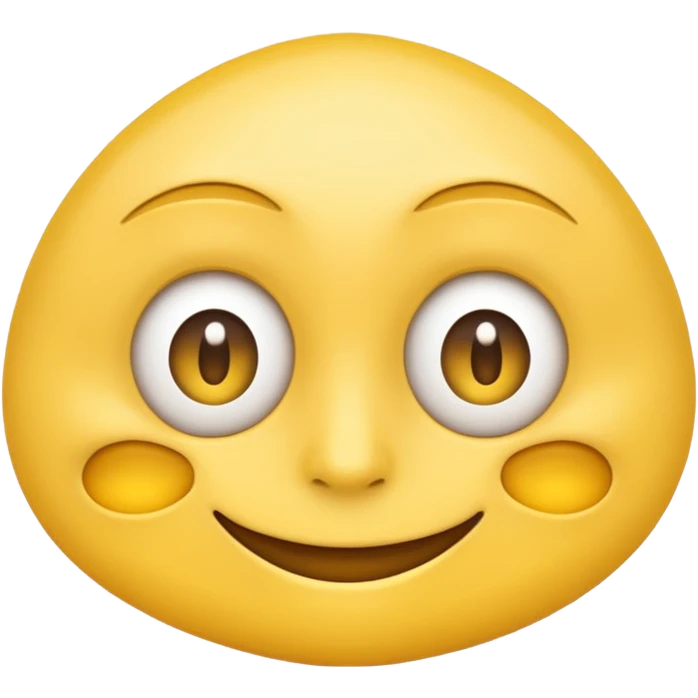 Standard yellow smile emoji but with both eyes looking in different directions. Deadpan no smile emoji