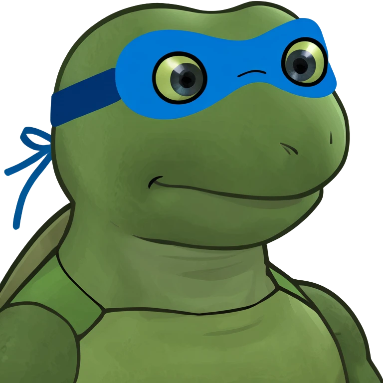 ninja turtle wearing blue eye mask eating blue cake emoji