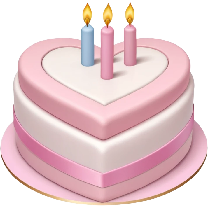 heart shaped birthday cake, pastel pink and white layers, cute and simple, ribbon decoration, no candle emoji