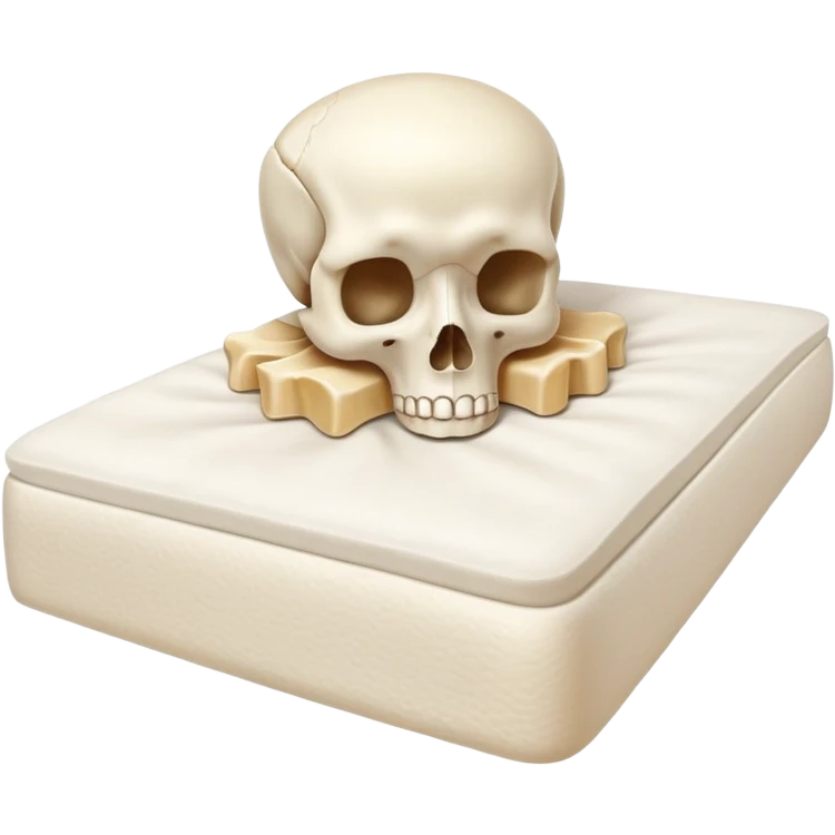 A vertebra with a satisfied face lies on a orthopedic mattress emoji