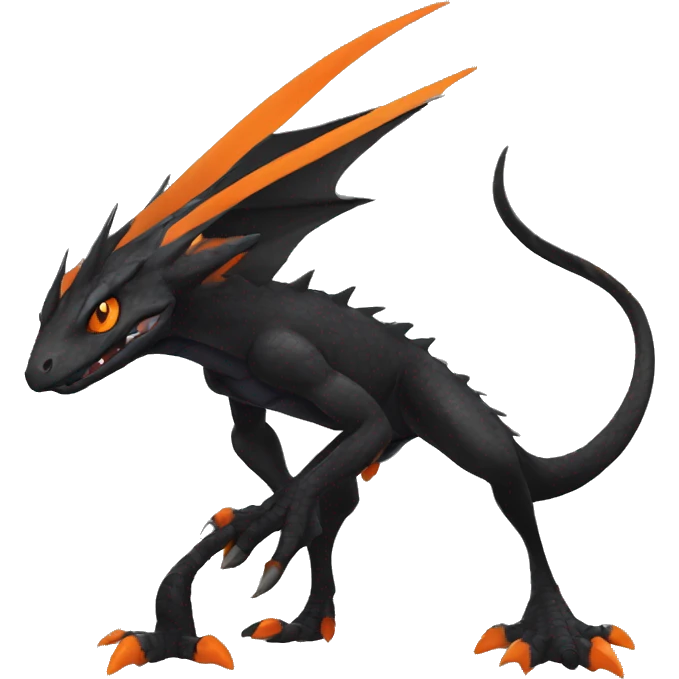 cool edgy black and orange Dark-type nargacuga reptile Pokémon full body emoji