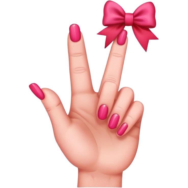 Pink rude finger with a bow  emoji