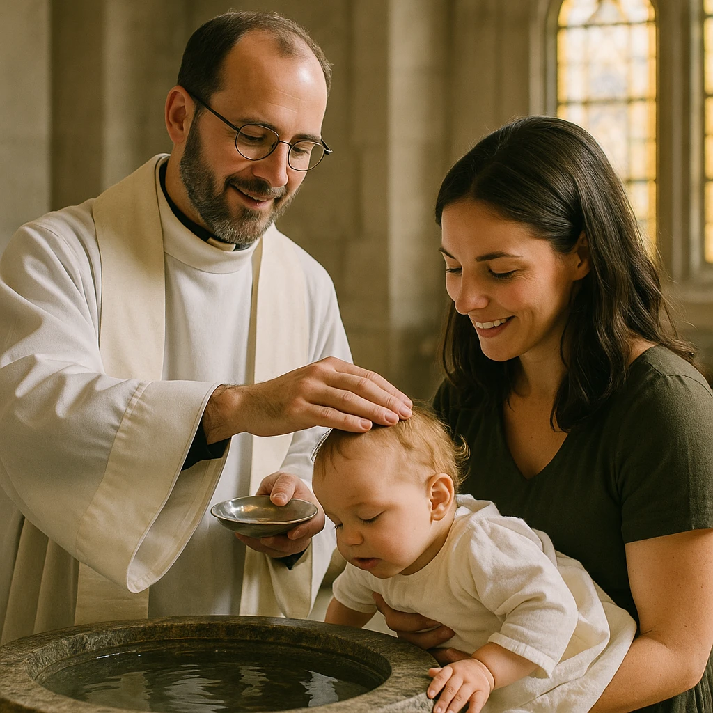 baptism with a priest and child emoji
