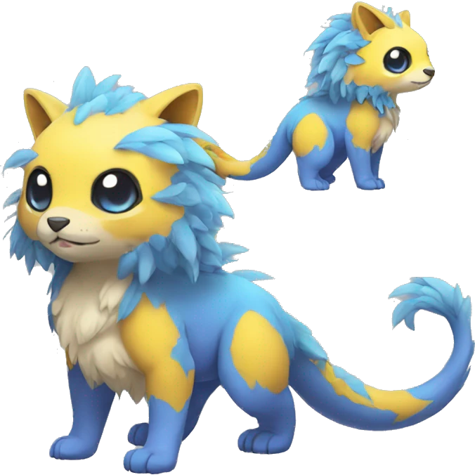 Cute cool colorful fantasy animal hybrid Fakemon full body emoji