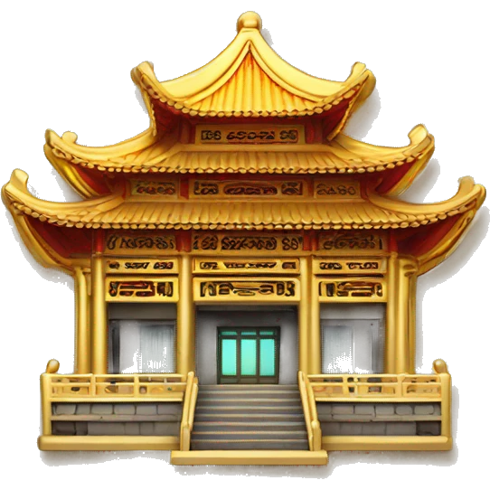 Colorful gold flang pin background Chinese style architecture  emoji