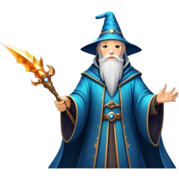 Icon for Fantasy and Sci-Fi Movies: A magical collage with flying dragons and futuristic spaceships. Stars and planets shimmer in the background with a mystical castle Hogvards and an ancient wizard holding a staff. The atmosphere is epic, otherworldly and adventurous. Transparent background. emoji
