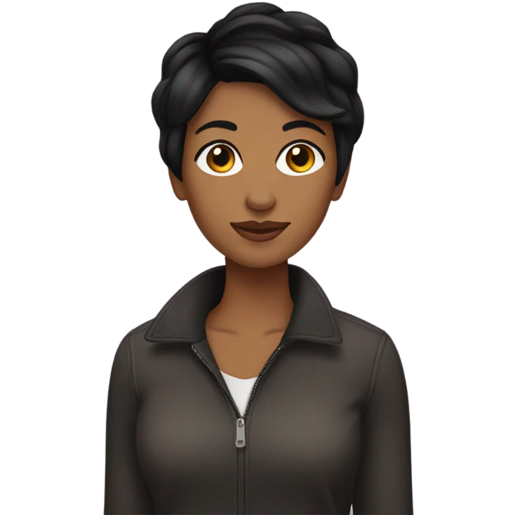 Brown woman pixie cut black hair emoji