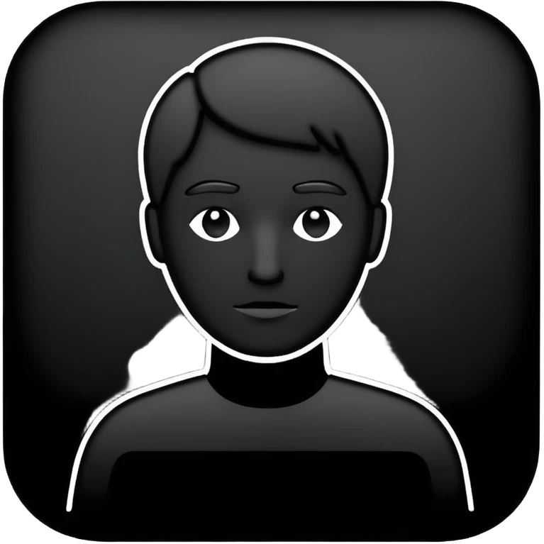 Minimalistic flat vector icon, iOS style, thin black outline on white background. Person silhouette. Black, completely monochrome, matte.  emoji
