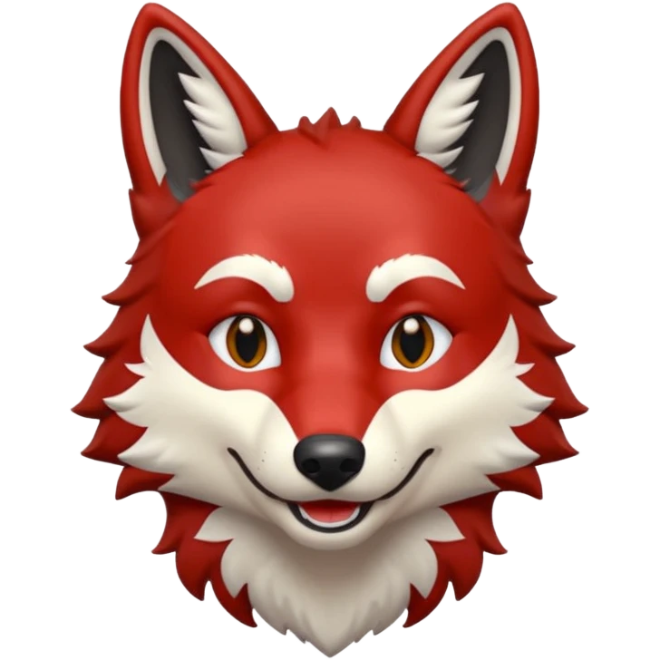 Red and black wolf with white accents smiling  emoji