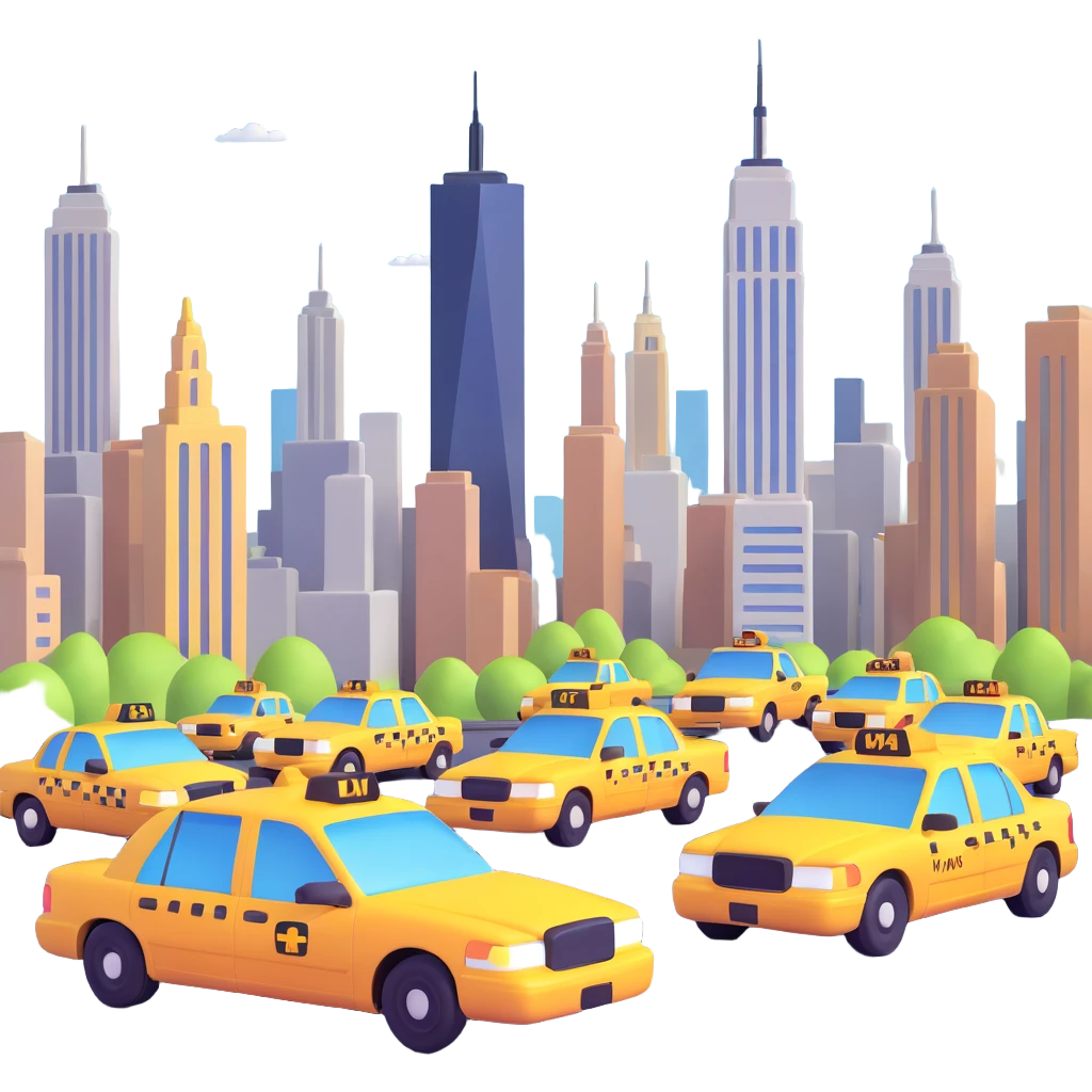 New York cityscape, 1999, with yellow cabs and skyscrapers emoji