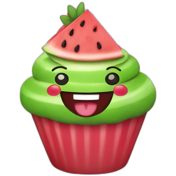 Happy watermelon cupcake emoji