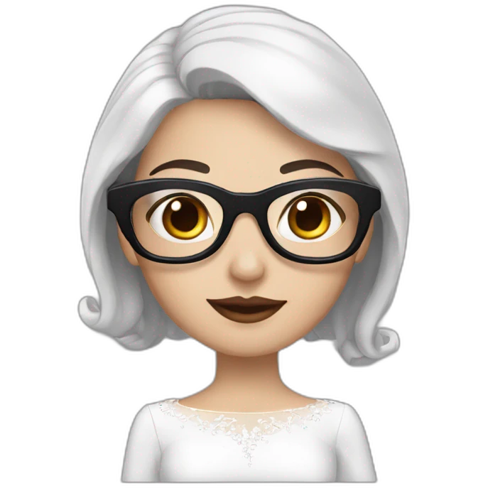 a white bride with black hair and  glasses and a long sleeves emoji
