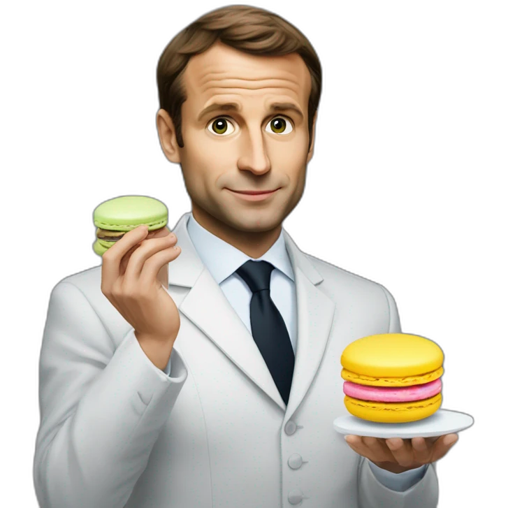 Macron faisant dodo avec un macaron emoji