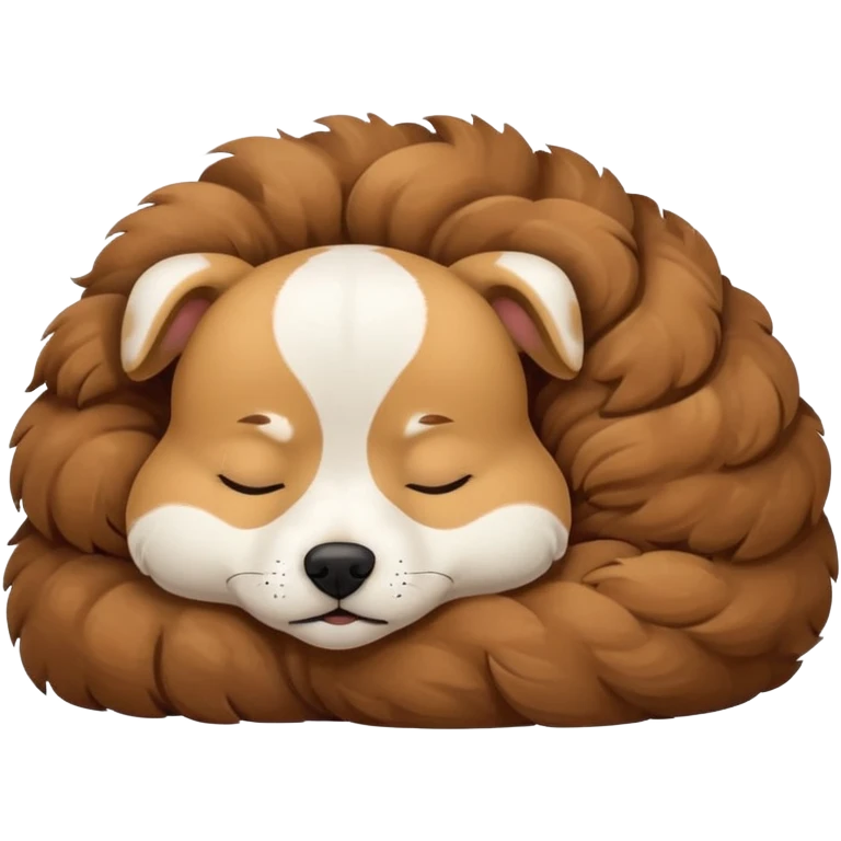 Fluffy doggy sleeping emoji