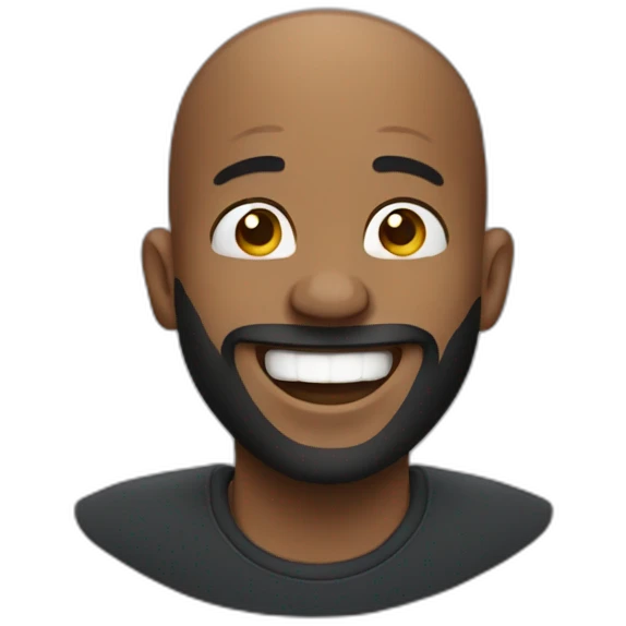 Black bald man with a beard laughing emoji
