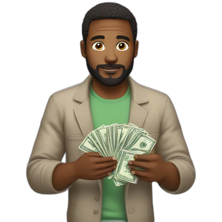 man holding crypto emoji