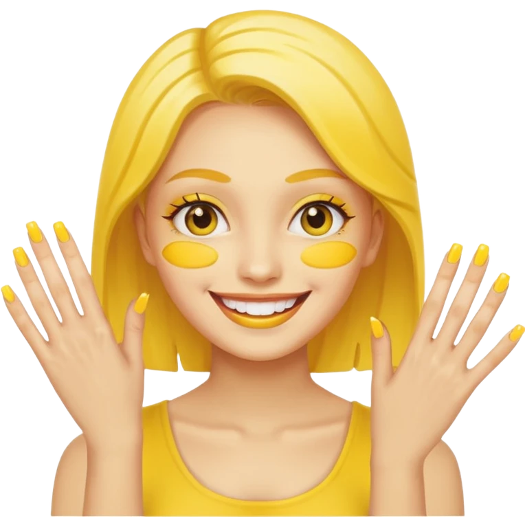 guess yellow emoji with acrylic nails  emoji