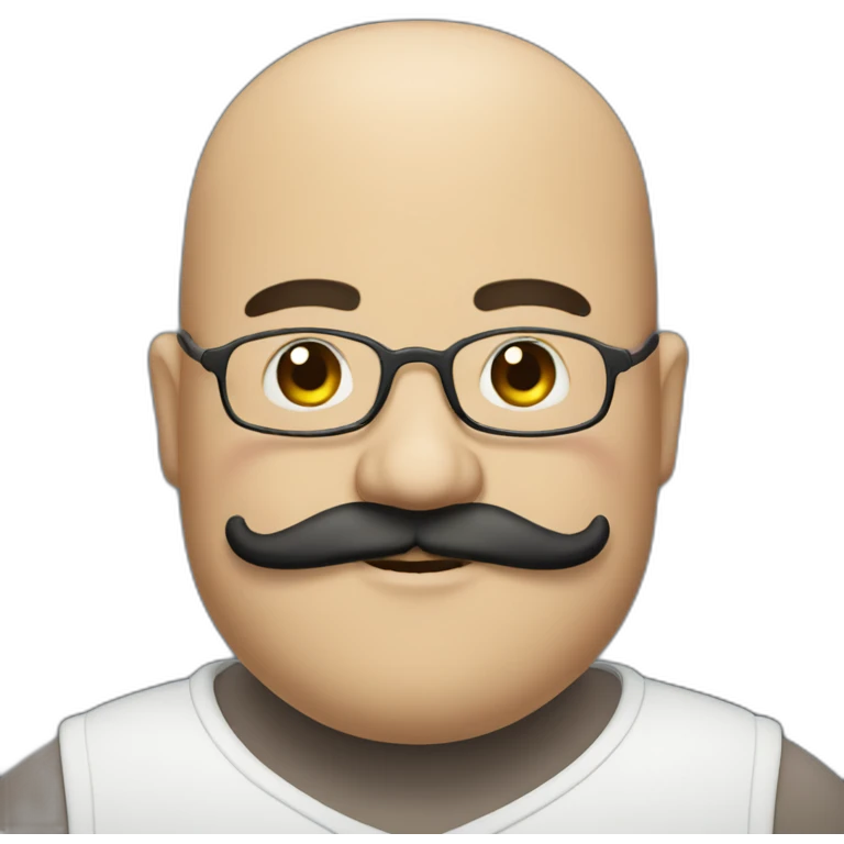 one fat bald man with moustache, long black beard emoji