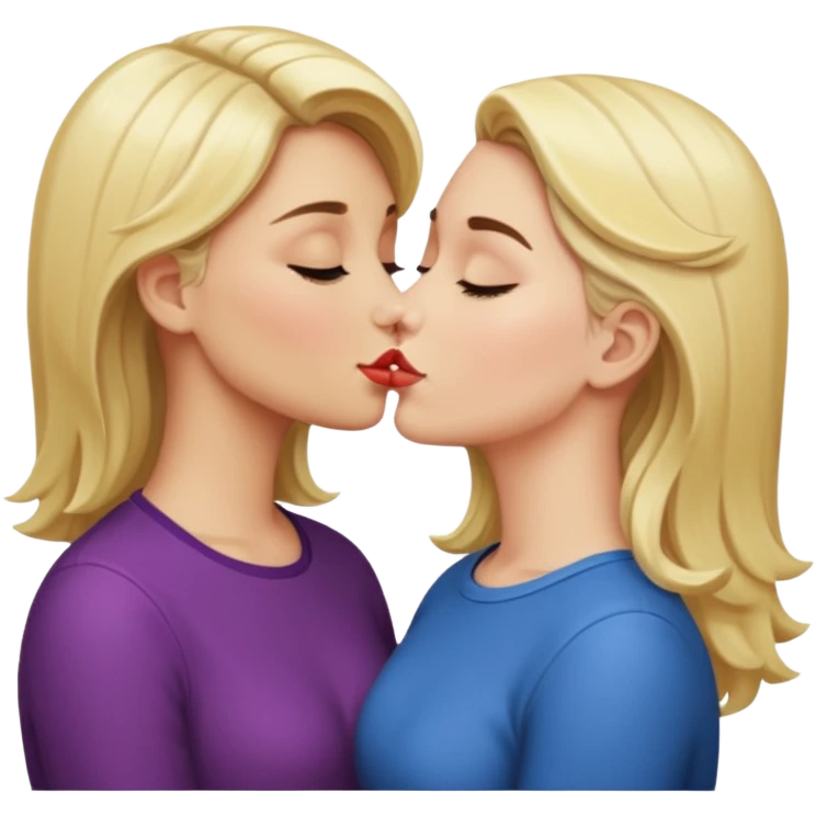 blonde kissing brunette  emoji
