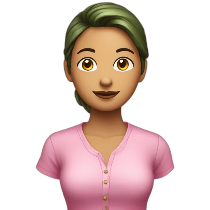 Chica con pañuelo rosa y camisa verde emoji