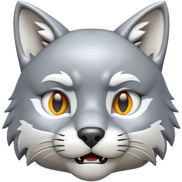 3D-style gray wolf or cat-like character emoji, big brain (4head meme) expression, clean and glossy, inspired by TenSquared logo emoji