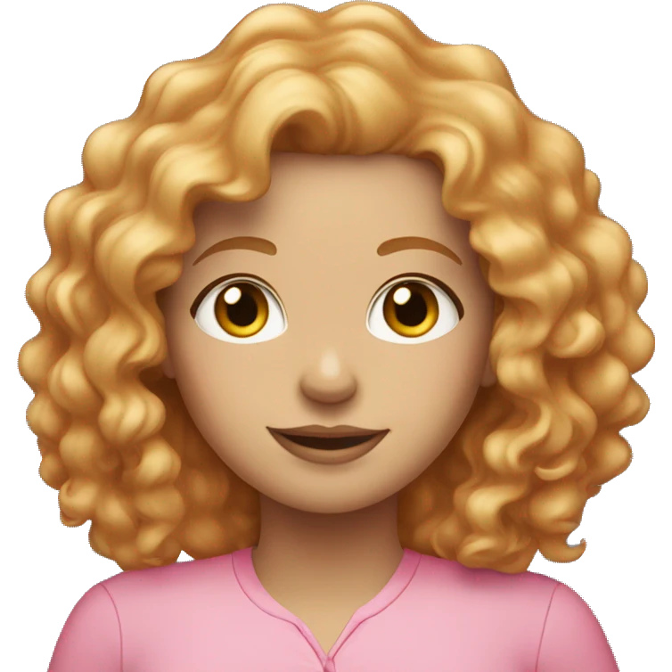 White woman with strawberry blonde curly hair in a pink shirt emoji