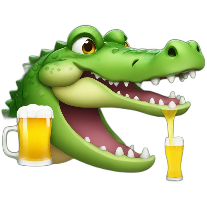 crocodile drinking beer emoji