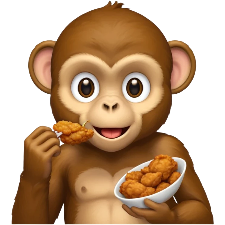 Fried chicken eating a black monkey emoji